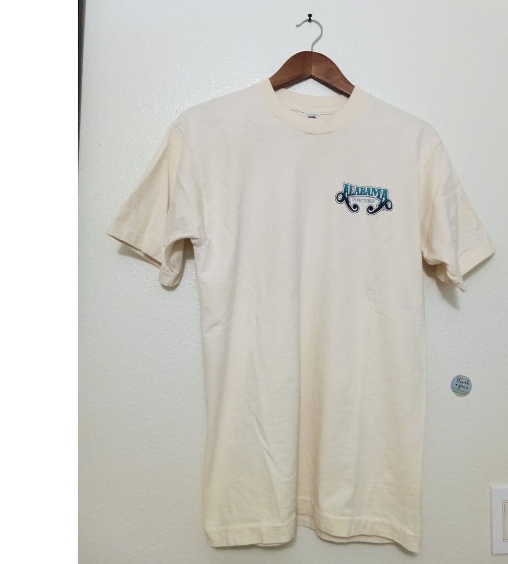 True Vintage 90s Alabama In Pictures Tour Single Stitch Band T-Shirt Beige SZ L